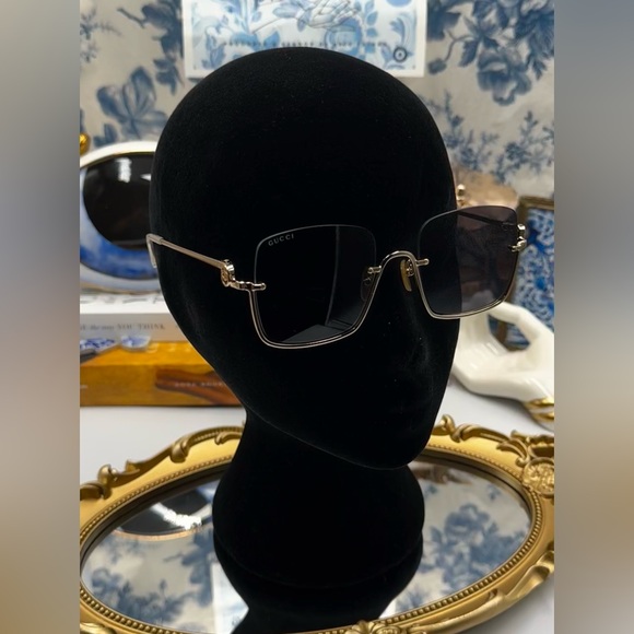 🆕 GUCCI 🧿 NWOT GG1279S 001 Square Frame Sunglasses, Gray Lenses - Picture 3 of 16